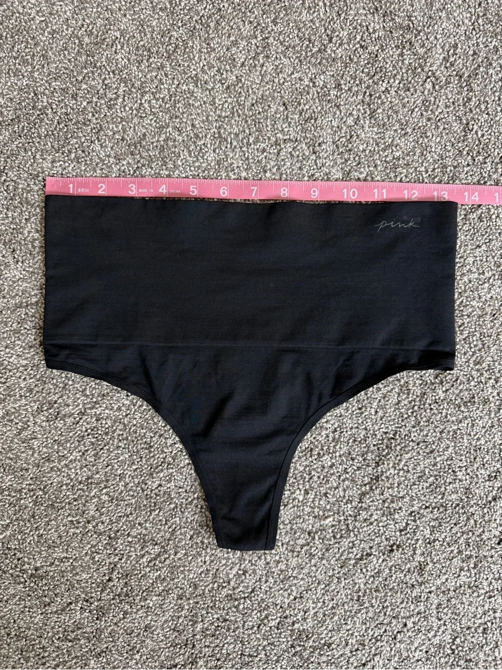 Victoria’s Secret PINK Black Seamless High Waist Thong Panty Size L